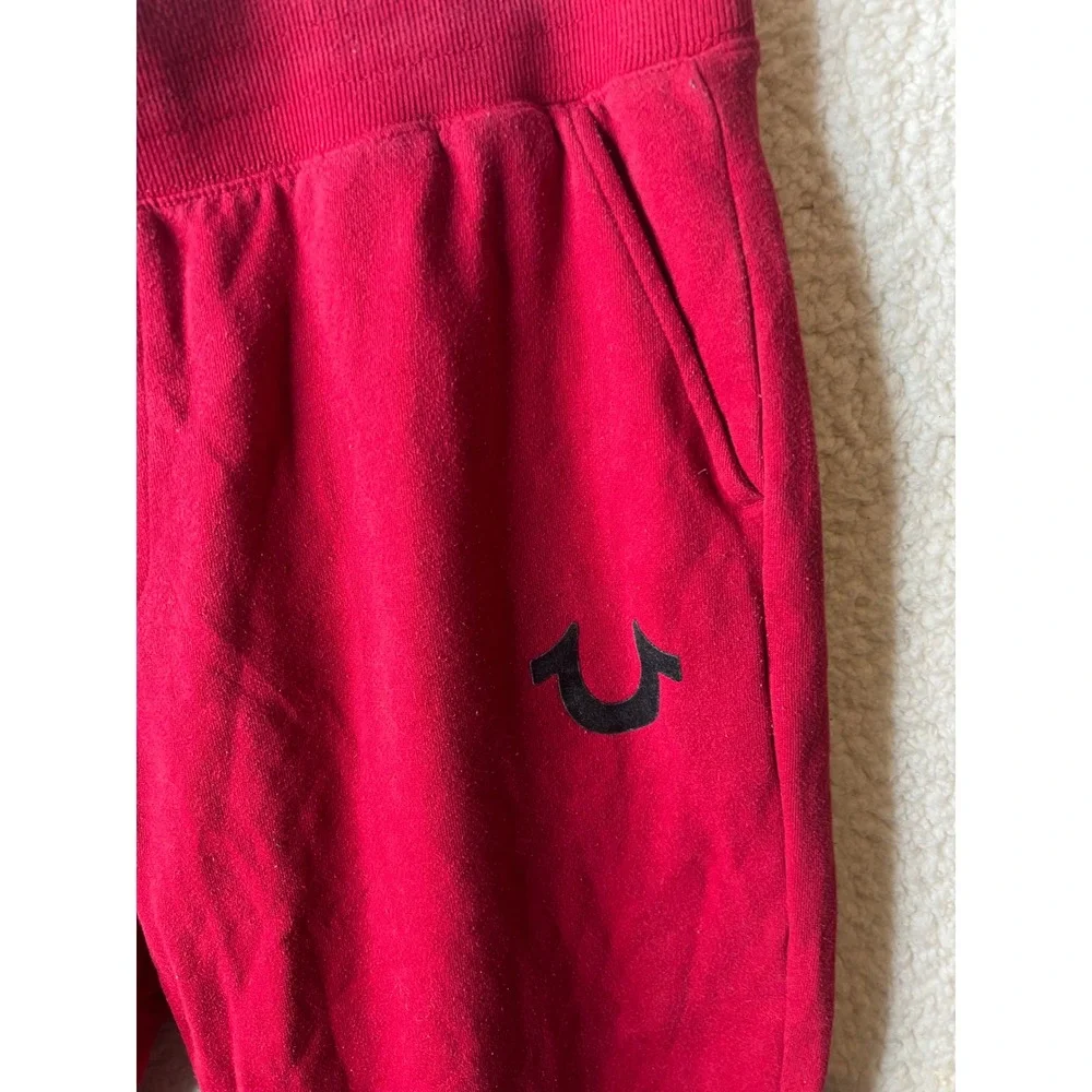 True Religion Mens Red Horseshoe Logo Jogger Sweatpants XL XL/TG Fleece Pants